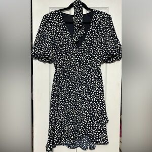 She + Sky Navy and White Asymmetrical Dress